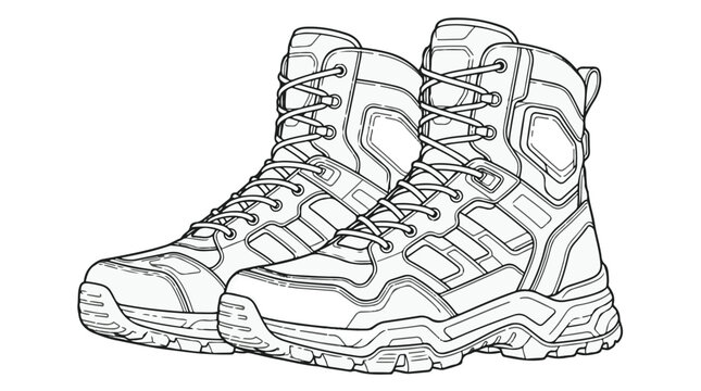 Tactical combat boots vector for military and outdoor footwear
