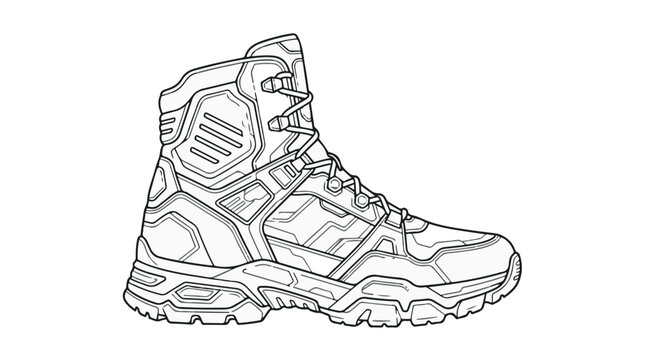 Tactical combat boots vector for military and outdoor footwear design
