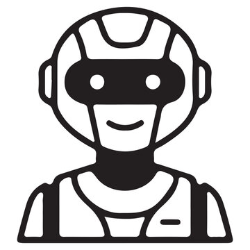 Friendly Futuristic Robot Avatar Icon Representing AI Technology, Automation, and Digital Assistance