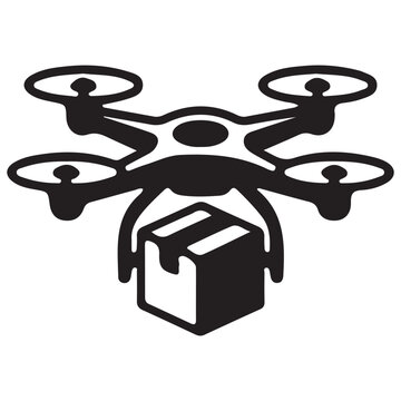 Quadcopter Drone Delivering Package Icon For Delivery Service And Logistics Branding
