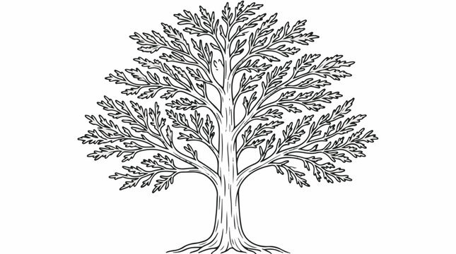 Detailed cypress tree vector in vintage woodcut line art style