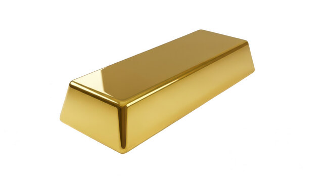 Single gold bar bullion with investment precious treasure isolated