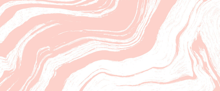 Abstract flowing white brush strokes on a pale pink background with a marble like texture pattern