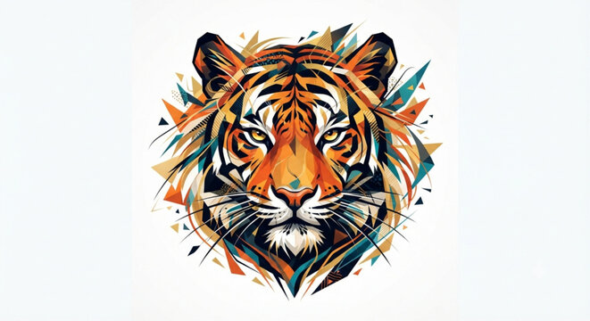 geometric abstract tiger head vector illustration