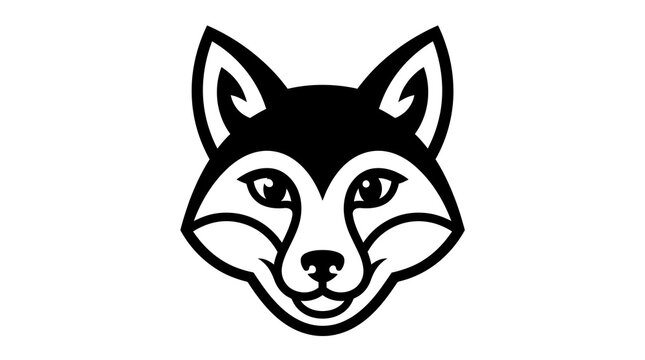 Minimalist fox head icon vector illustration of cute wild animal face for logo branding.