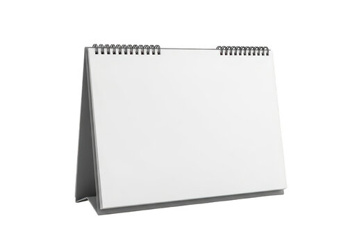 Blank white desk calendar for notes and planning isolated on transparent background