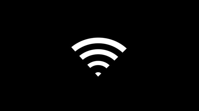 Wifi icon wireless internet signal strength symbol animation on black background motion video