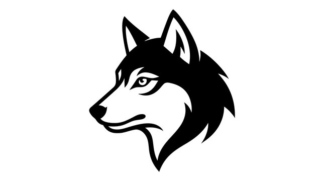 Detailed portrait of wolf head looking sideways in professional vector illustration style.