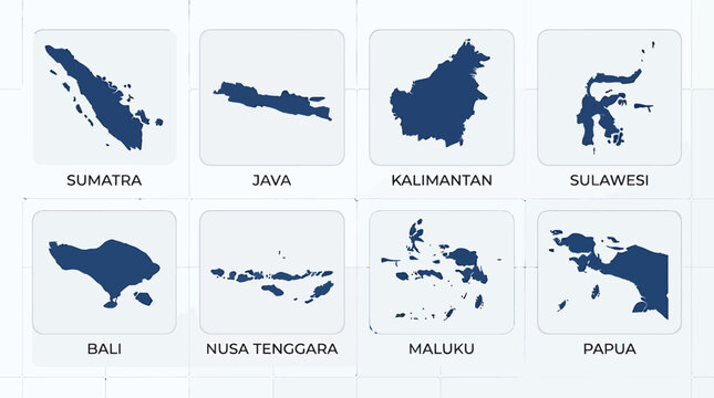 A map illustration displays various regions of Indonesia with labeled islands.