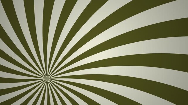 Sunburst spiral pattern with rotating dark green and light beige radial rays