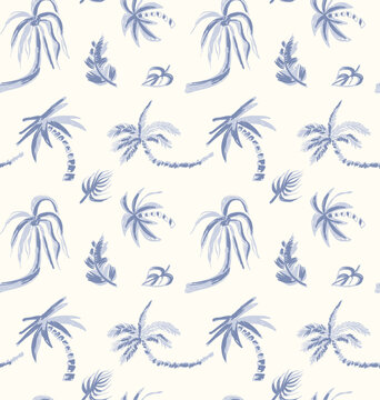 Tropical Seamless Print Design. Palm tree vector. seamless pattern design. t-shirt design. clothing fabrics design. leaves with tree design. 