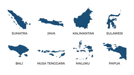 Obraz premium Illustration of Indonesia's regional maps and island groups displayed