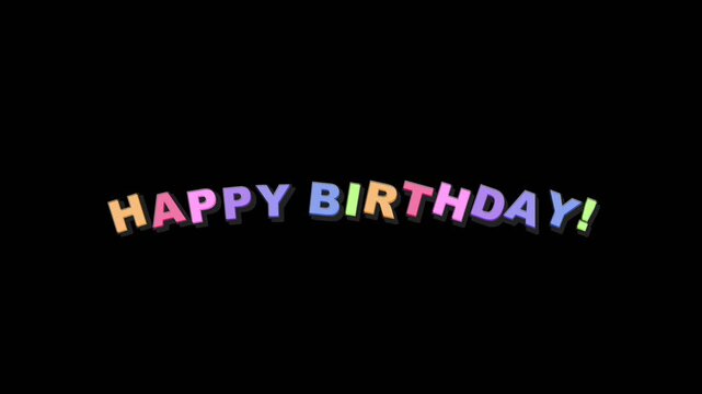 Happy birthday colorful text animation with playful bouncing effect