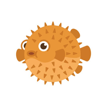 Cute puffer fish vector with halftone dot pattern design