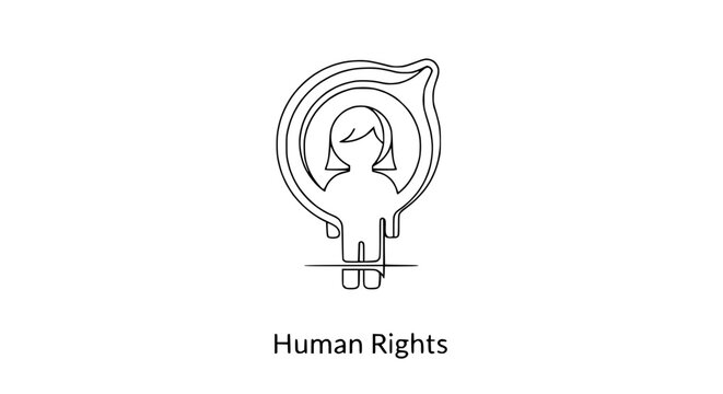 Human Rights Concept: Stylized Figure with Abstract Protection Symbol