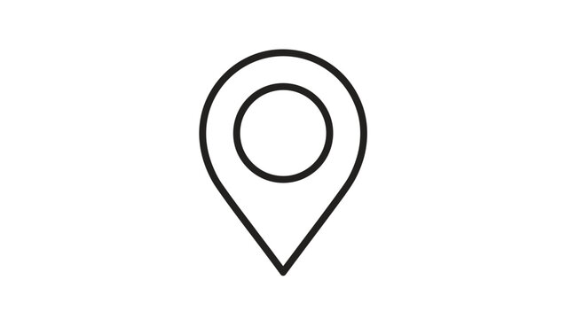 Simple black outline of a map location pin on white