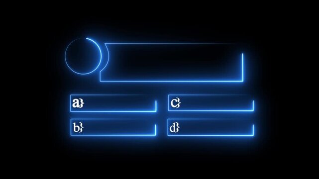 Quiz Neon Line Animation with option selection on black background ,Quiz template challenge with option selection fill in the correct 4k video.