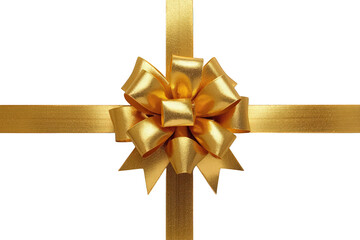 Fototapeta premium Golden bow wrapping a gift with shiny ribbon, symbolizing celebration, luxury, and festive holiday presents