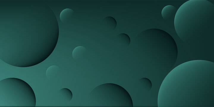 A dark green background with smooth, overlapping circles. The background is green with a gradient texture, creating a modern, abstract style. Minimal abstract circles vector gradient background