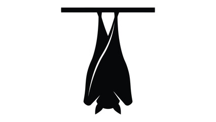 Bat hangs upside down from a horizontal perch in this minimalist black graphic design. © Sadee Girl