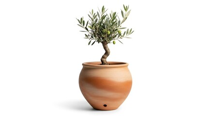 Fototapeta premium Small Olive Tree in Terracotta Pot.