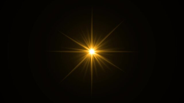 Golden Sunburst Light Effect on Transparent Background