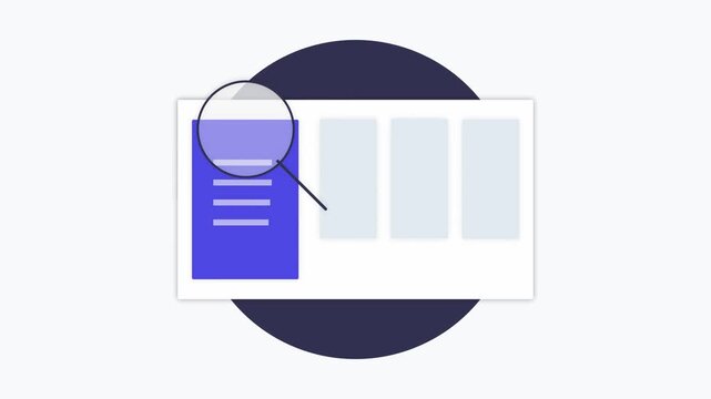 Magnifying Glass Search Document Analysis Icon Flat Animation