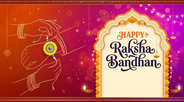 Happy Raksha Bandhan Greeting Background Template Vector Illustration