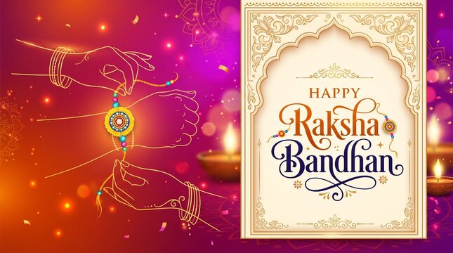 Happy Raksha Bandhan Greeting Background Template Vector Illustration