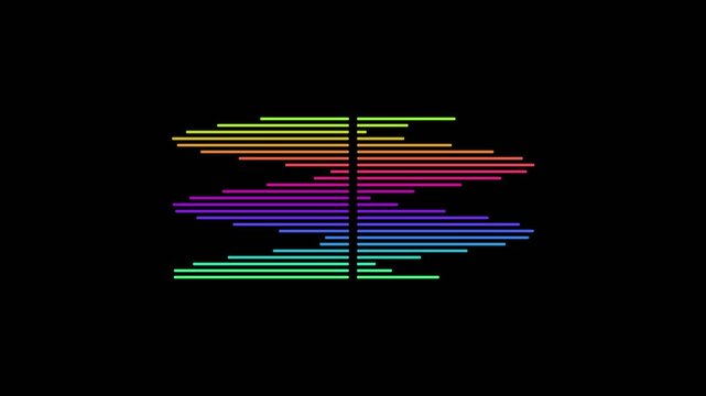 Abstract Colorful Equalizer Lines Animation on Black Background Dynamic Sound Wave Visualizer Motion Graphic for Technology and Music Concepts