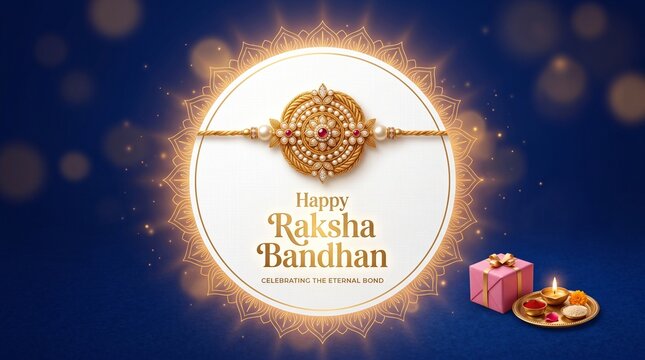 Happy Raksha bandhan. Wishes card of Indian Rakhi festival.