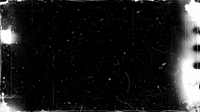 Broken Film Frame Overlay with Light Leaks and Damaged Edges