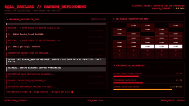 Ransomware Attack Database Encryption Malware Hacking Background Animation.