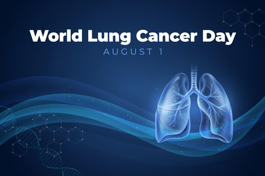 World Lung Cancer Day awareness graphic with lungs and DNA