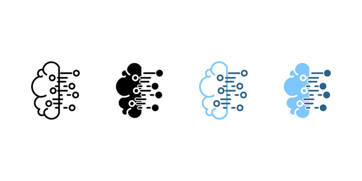 Brain Data Processing icon set multi style