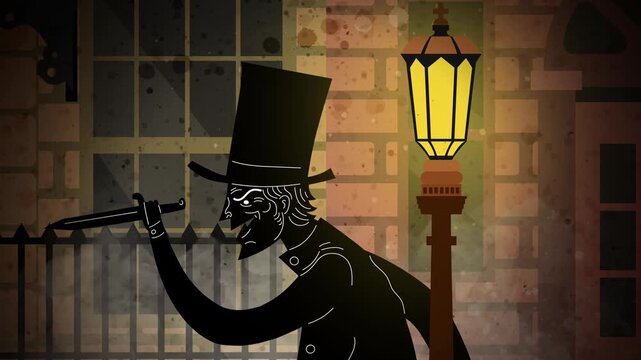 jack the ripper walking through the streets of victorian london