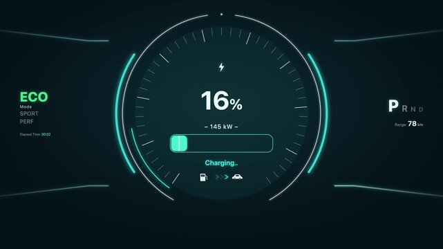 Electric Vehicle Charging Station Cluster Animation with Dynamic Motion and Bright Colors