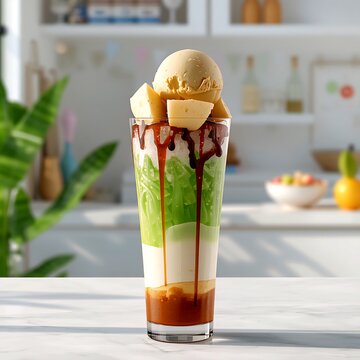 Refreshing Indonesian Es Cendol Sweet Dessert 3D Render