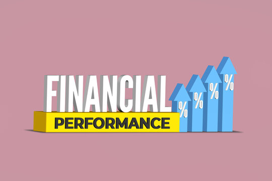 Financial performance growth with rising arrow graph