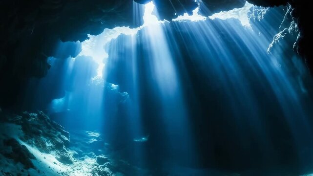 Underwater cave and light