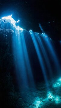 Underwater cave and light