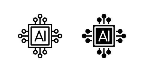 Fototapeta premium Artificial Intelligence CPU icons dual style icon set