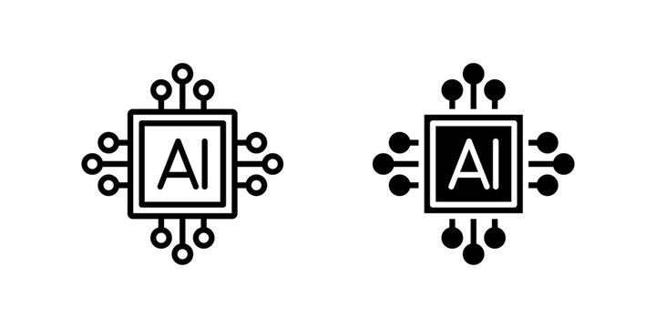 Artificial Intelligence CPU icons dual style icon set