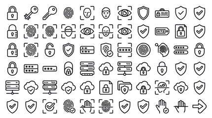 Cybersecurity and digital data protection icons © ULFAITA
