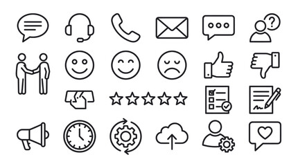 Fototapeta premium Customer support and feedback communication icons.