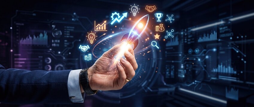 Startup Launch and Business Acceleration Concept