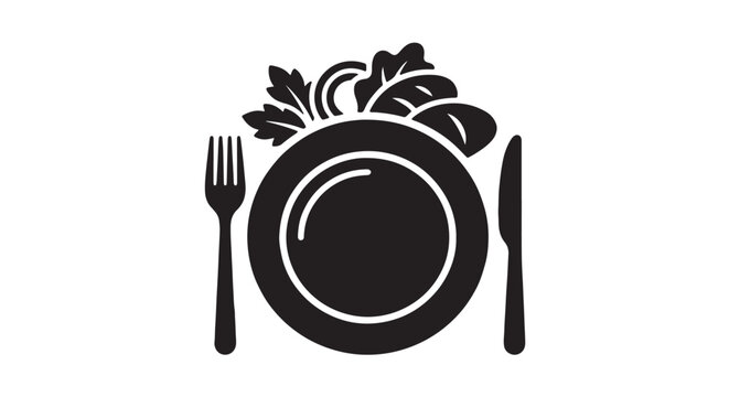 Empty dinner plate with fork and knife silverware icon silverware restaurant breakfast tableware silhouette