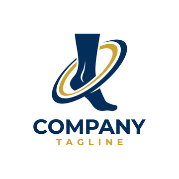 Foot care podiatry logo with circular orbit element.