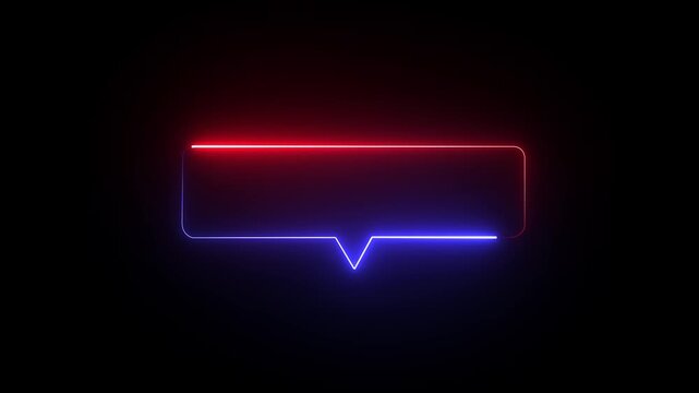 cyan Neon Bubble  on Black Background chat bubble message box animation. 4k video