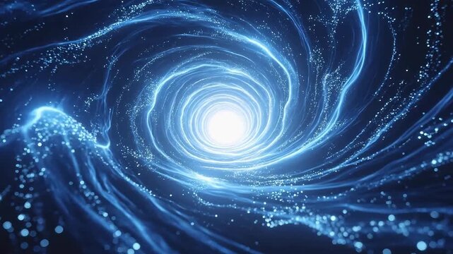 Blue swirling vortex with glowing particles
